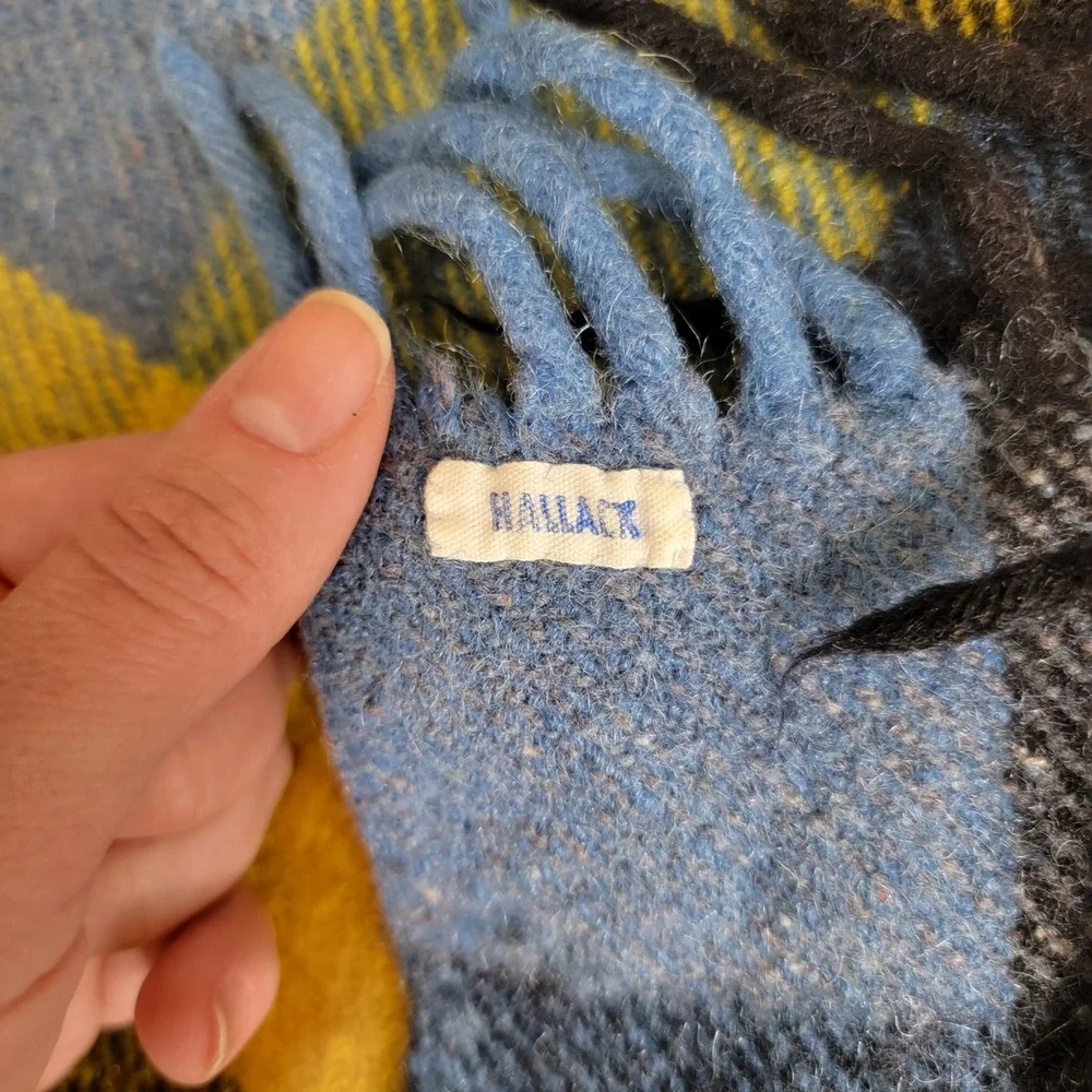 Waverley All Wool Blanket South Africa Yellow Blue Plaid Check Fringed 55x55